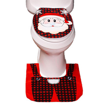 Нова коледна подложка за баня Покривало за WC тоалетна седалка Тоалетна подложка Дядо Коледа Капак на тоалетна седалка и подложка Коледни декорации за баня