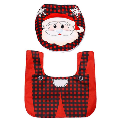 Jauns Ziemassvētku vannas paklājiņš WC tualetes sēdekļa pārklājs tualetes paklājiņš Ziemassvētku vecīša tualetes sēdekļa vāks un grīdas paklājiņš Ziemassvētku vannas istabas dekorācijas