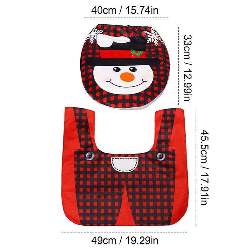 Jauns Ziemassvētku vannas paklājiņš WC tualetes sēdekļa pārklājs tualetes paklājiņš Ziemassvētku vecīša tualetes sēdekļa vāks un grīdas paklājiņš Ziemassvētku vannas istabas dekorācijas