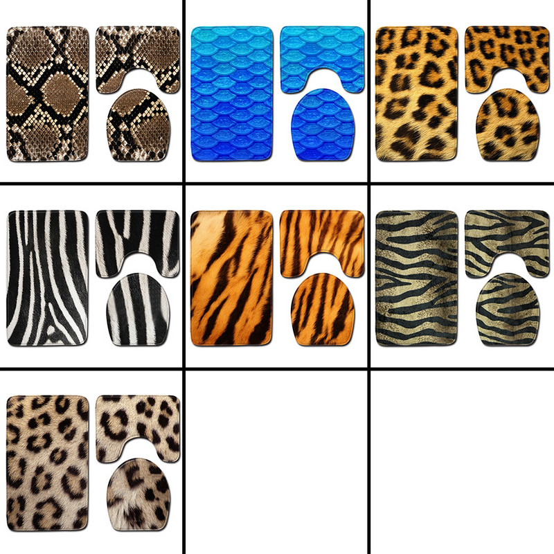 Nordijski leopard uzorak Kupaonica Tuš Prostirka za kupaonicu Poklopac poklopca WC-a Kupaonski tepih Tepisi Ukrasi doma Životinje Kupaonske prostirke Set