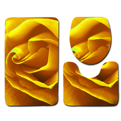 Vodootporna neklizajuća trodijelna navlaka za WC dasku Podna prostirka Otirač za vrata Kupaonski tepih Dekoracija kupaonice WC prostirka s motivom ružinog cvijeta