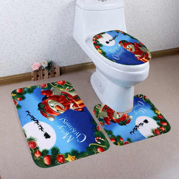 Κάλυμμα καθίσματος τουαλέτας τουαλέτα Χριστουγεννιάτικο πατάκι μπάνιου Ματ Τουαλέτας Τάπα Διακόσμηση Χριστουγεννιάτικου Μπάνιου Tampa De Vaso Sanitario 3τμχ/σετ