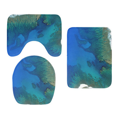 3D marmora vannas istabas grīdas paklājiņu komplekts trīsdaļīgs tualetes sēdekļa pārvalks flaneļa pretslīdes paklājs dušas apdares paklājs ieejas durvju paklājiņš