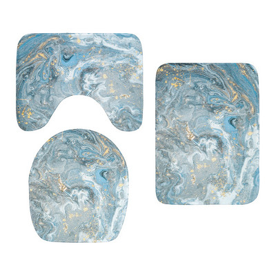 3D marmora vannas istabas grīdas paklājiņu komplekts trīsdaļīgs tualetes sēdekļa pārvalks flaneļa pretslīdes paklājs dušas apdares paklājs ieejas durvju paklājiņš