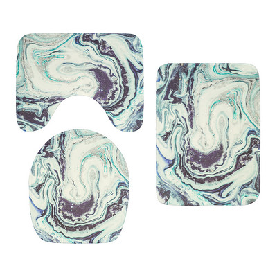 3D marmora vannas istabas grīdas paklājiņu komplekts trīsdaļīgs tualetes sēdekļa pārvalks flaneļa pretslīdes paklājs dušas apdares paklājs ieejas durvju paklājiņš