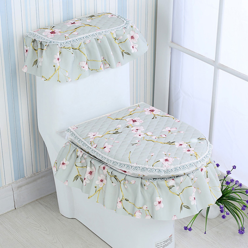 3Pcs/Set Set navlaka za WC sjedalo Zlatne boje Baršunasta čipkana WC školjka Kaput u obliku slova U Kućna kupaonica WC Mat Tank Set jastuka