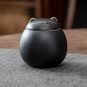 Urna za pepeo kućnih ljubimaca - Memorijalne urne za kremiranje u obliku mačke - Ručno izrađene crne ukrasne urne za pogreb, urna za mačke, urna za psa, urna za kućne ljubimce