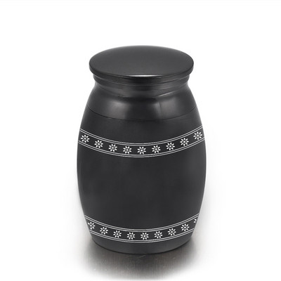 Mini 16x25 mm urne za uspomene za držač ljudskog pepela za kućne ljubimce Mini urne za kremaciju za pepeo od tvrdog metala Memorijal od pepela srebrna/crna