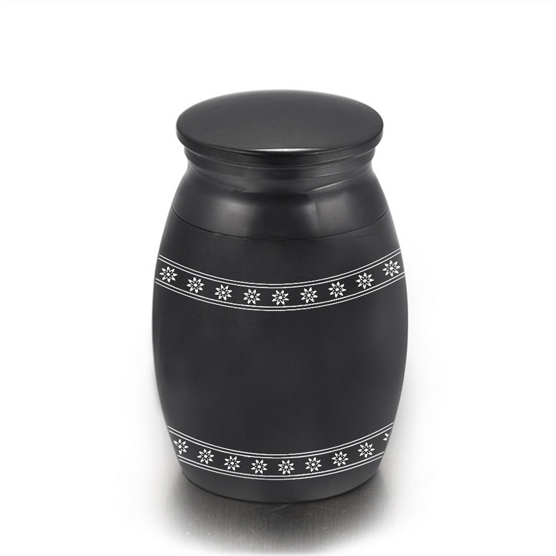 Mini 16x25 mm urne za uspomene za držač ljudskog pepela za kućne ljubimce Mini urne za kremaciju za pepeo od tvrdog metala Memorijal od pepela srebrna/crna