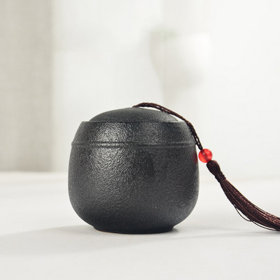 Crni keramički kovčeg Grubi memorijalni spremnik Nepropusno zatvoreno sklonište za urnu Grobnica Posuda za čuvanje pepela za kućne ljubimce Kremiranje ljudske uspomene