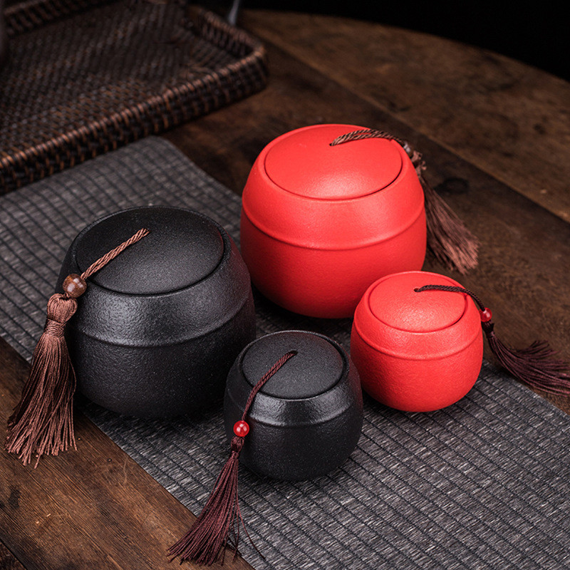 Crni keramički kovčeg Grubi memorijalni spremnik Nepropusno zatvoreno sklonište za urnu Grobnica Posuda za čuvanje pepela za kućne ljubimce Kremiranje ljudske uspomene