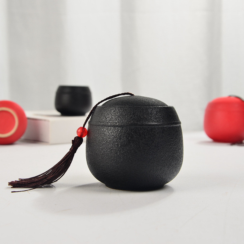 Crni keramički kovčeg Grubi memorijalni spremnik Nepropusno zatvoreno sklonište za urnu Grobnica Posuda za čuvanje pepela za kućne ljubimce Kremiranje ljudske uspomene