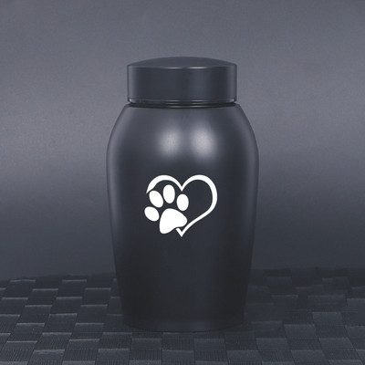 Urna za pseći pepeo Kutija za pepeo kućnih ljubimaca Crni spomen lijes od nehrđajućeg čelika Memorijal ljubimca Memorijal mačje urne Podrška za prilagođavanje uzorka