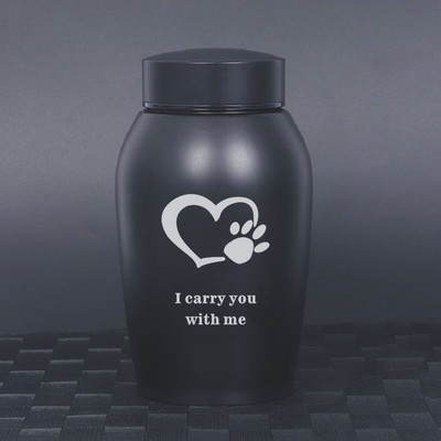 Urna za pseći pepeo Kutija za pepeo kućnih ljubimaca Crni spomen lijes od nehrđajućeg čelika Memorijal ljubimca Memorijal mačje urne Podrška za prilagođavanje uzorka