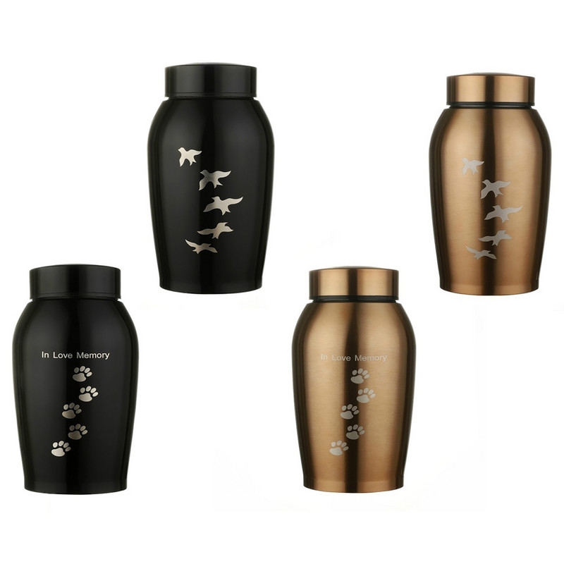 Urna za pseći pepeo Kutija za pepeo kućnih ljubimaca Crni spomen lijes od nehrđajućeg čelika Memorijal ljubimca Memorijal mačje urne Podrška za prilagođavanje uzorka