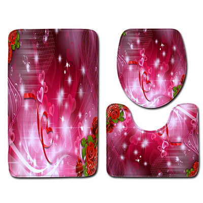 Zeegle vannas paklājiņu komplekti 3gab Vannas istabas paklāji Becach sērijas grīdas paklāji tualetes vāka pārsegs Neslīdošs vannas istabas paklājs tualetes paklājs kāju paklājiņš