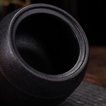 Голям черен керамичен буркан Груб мемориален контейнер Плътно запечатана урна Пазител на пепел за домашен любимец Човешки спомен Кремация
