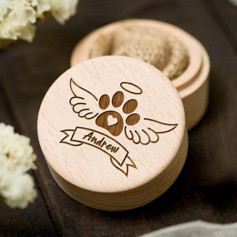 Wings Paw Print Mājdzīvnieku zobārstniecības piemiņas kaste Kaķu un suņu matu uzglabāšanas kaste Mājdzīvnieku produktu aksesuāri Mājdzīvnieki Pazudušā piemiņas dāvana draugam