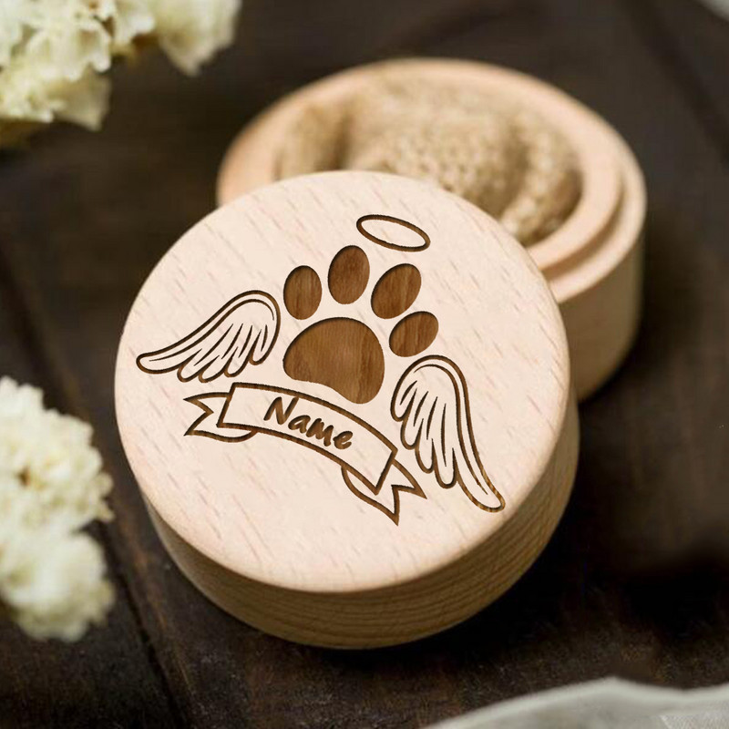 Wings Paw Print Mājdzīvnieku zobārstniecības piemiņas kaste Kaķu un suņu matu uzglabāšanas kaste Mājdzīvnieku produktu aksesuāri Mājdzīvnieki Pazudušā piemiņas dāvana draugam