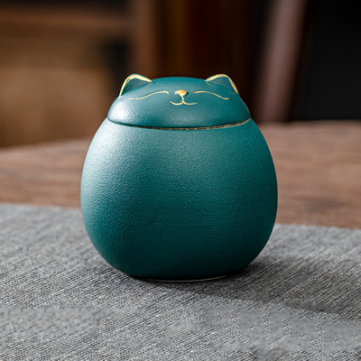 Urna za pepeo kućnih ljubimaca - Memorijalne urne za kremiranje u obliku mačke - Ručno izrađene crne ukrasne urne za sprovod, mačka urna, pseća urna