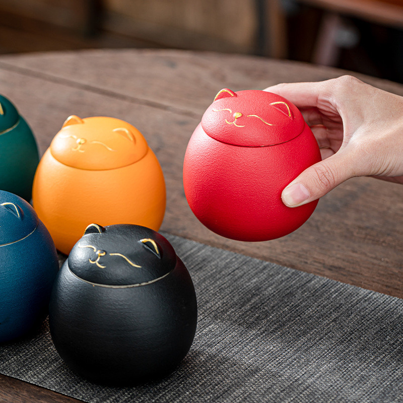 Urna za pepeo kućnih ljubimaca - Memorijalne urne za kremiranje u obliku mačke - Ručno izrađene crne ukrasne urne za sprovod, mačka urna, pseća urna