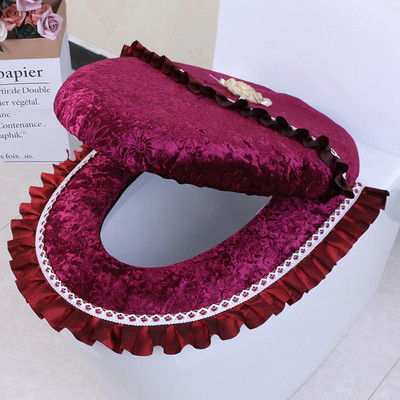 Visokokvalitetni zlatni baršunasti set navlaka za WC školjku Jastuk za WC školjku Univerzalna luksuzna WC navlaka Vodootporna podloga za prsten za WC školjku