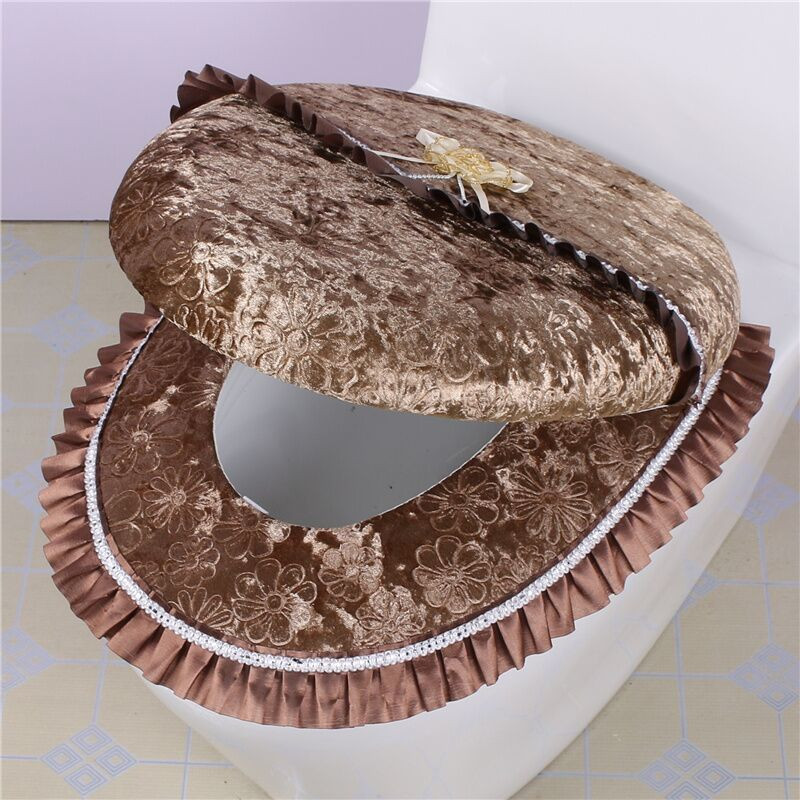 Visokokvalitetni zlatni baršunasti set navlaka za WC školjku Jastuk za WC školjku Univerzalna luksuzna WC navlaka Vodootporna podloga za prsten za WC školjku