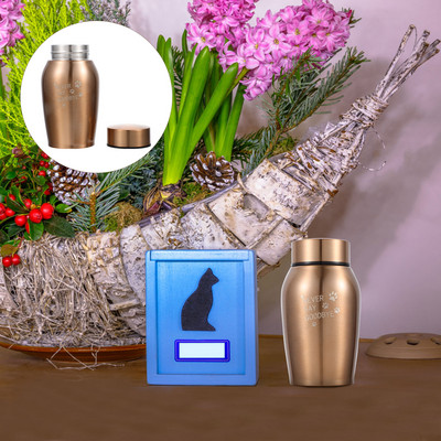 Urna Pepeo za kućne ljubimce Memorijal za kremiranje pasa Urne za uspomene Pogrebne kutije Metalni mali čelični pepeo Mačka od nehrđajućeg čelika Životinje Psi Mini lijes