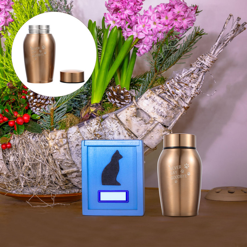 Urna Pepeo za kućne ljubimce Memorijal za kremiranje pasa Urne za uspomene Pogrebne kutije Metalni mali čelični pepeo Mačka od nehrđajućeg čelika Životinje Psi Mini lijes