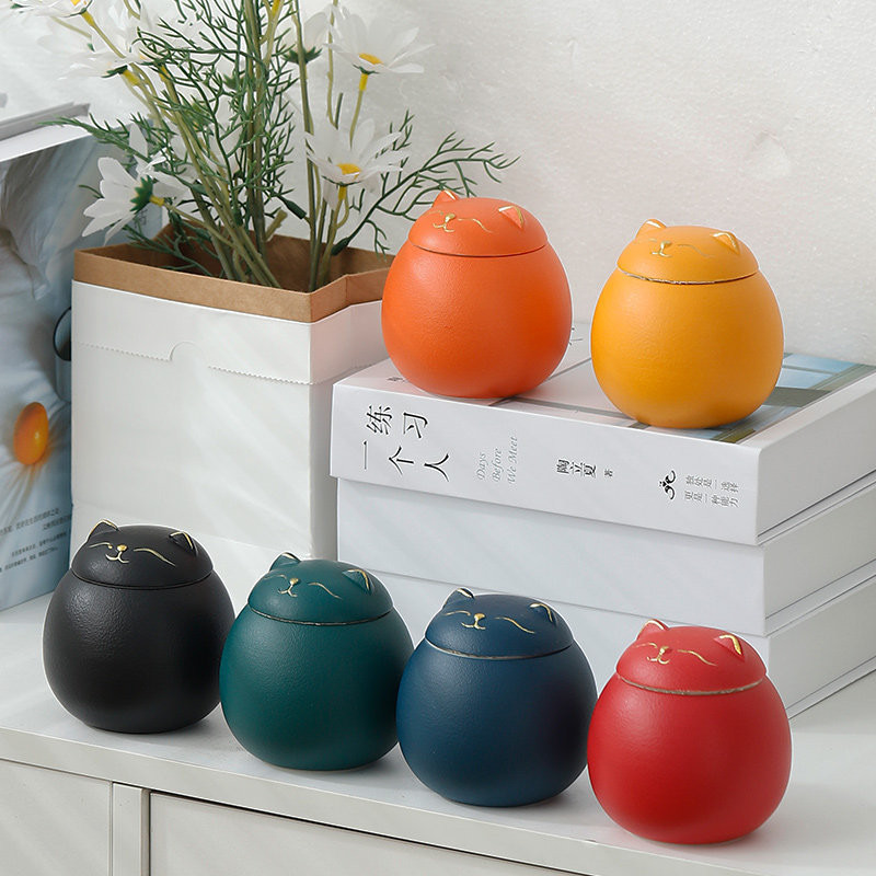 Kaķēns Seja Mājdzīvnieka urna Kaķa pelnu pods Mazs suns Keramikas piemiņas burka Kaulu Pelnu Cineru zārks Apbedīšana Kremēšana Ronis Suvenīru Dzīvnieks