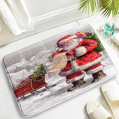 Božićni setovi prostirki za kupanje Djed Mraz Božićno drvce Kamin Umjetnost na platnu Nova godina Kupaonski dekor Protuklizna prostirka WC školjka