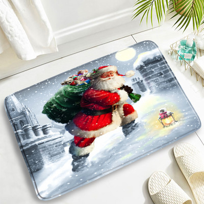 Božićni setovi prostirki za kupanje Djed Mraz Božićno drvce Kamin Umjetnost na platnu Nova godina Kupaonski dekor Protuklizna prostirka WC školjka