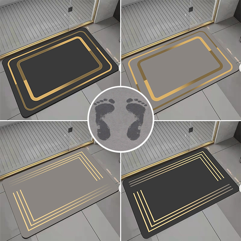 Īpaši uzsūcošs vannas istabas paklājiņš, pretslīdošs vannas paklājs, mazgājams vannas paklājs, ātri žūstošs durvju paklājiņš, neslīdošs mājas dekoru tapetes De Bano