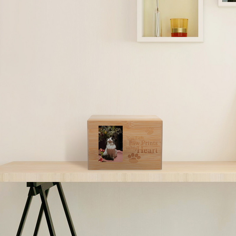 1kom Urne za kremiranje kućnih ljubimaca Kutija za kremiranje pepela za pse Bambusove urne za kućne ljubimce Cinerary Kovčeg Pogrebni pribor