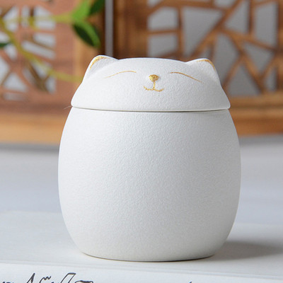 500 ml urn lemmikloomade tuha jaoks Kassikujuline mälestus tuhastamisurnid - Käsitsi valmistatud mustad dekoratiivsed urnid matusteks Kassi urn Koera urn