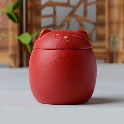 500 ml urn lemmikloomade tuha jaoks Kassikujuline mälestus tuhastamisurnid - Käsitsi valmistatud mustad dekoratiivsed urnid matusteks Kassi urn Koera urn
