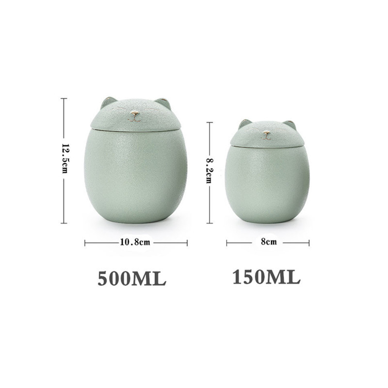 500 ml urna mājdzīvnieku pelniem Kaķa formas piemiņas kremācijas urnas - Ar rokām gatavotas melnas dekoratīvas urnas bērēm Kaķu urna Suņu urna