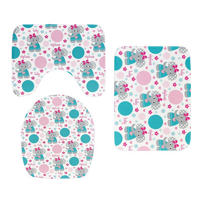 Nova mala crtana životinja, slatka garnitura navlaka za WC sjedalo, upijajući otirač za tuš kabinu, kupaonski ukras, flanelska neklizajuća podna prostirka