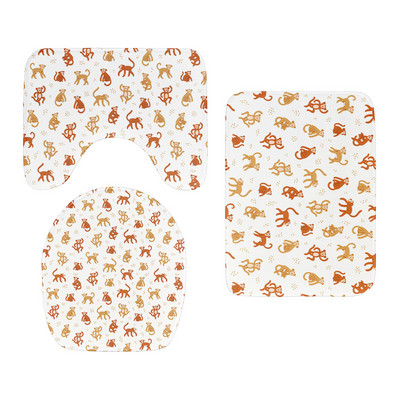 Nova mala crtana životinja, slatka garnitura navlaka za WC sjedalo, upijajući otirač za tuš kabinu, kupaonski ukras, flanelska neklizajuća podna prostirka