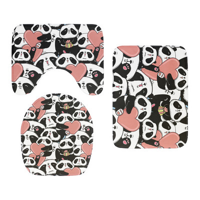 Nova mala crtana životinja, slatka garnitura navlaka za WC sjedalo, upijajući otirač za tuš kabinu, kupaonski ukras, flanelska neklizajuća podna prostirka