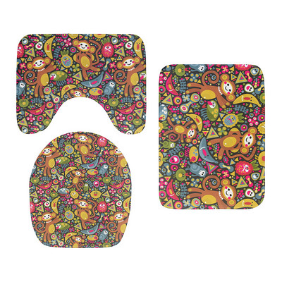 Nova mala crtana životinja, slatka garnitura navlaka za WC sjedalo, upijajući otirač za tuš kabinu, kupaonski ukras, flanelska neklizajuća podna prostirka