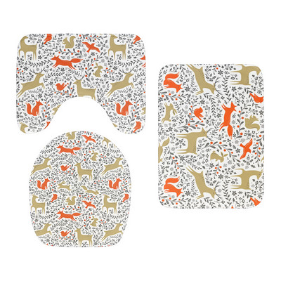 Nova mala crtana životinja, slatka garnitura navlaka za WC sjedalo, upijajući otirač za tuš kabinu, kupaonski ukras, flanelska neklizajuća podna prostirka