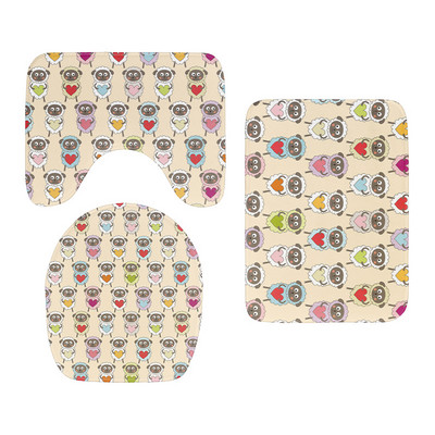 Nova mala crtana životinja, slatka garnitura navlaka za WC sjedalo, upijajući otirač za tuš kabinu, kupaonski ukras, flanelska neklizajuća podna prostirka