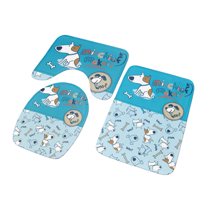 Nova mala crtana životinja, slatka garnitura navlaka za WC sjedalo, upijajući otirač za tuš kabinu, kupaonski ukras, flanelska neklizajuća podna prostirka