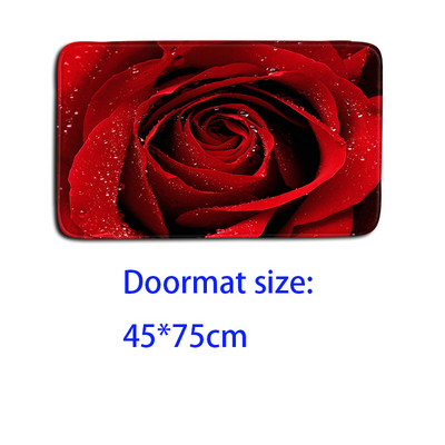 Bright Rose vannimattide komplekt sõbrapäevaks, 3-osaline vannitoavaip, libisemisvastane vaip kodukaunistuseks WC-istme kate 3D tekk