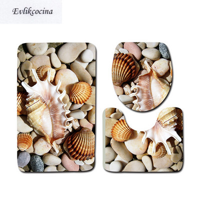 Δωρεάν αποστολή 3 τμχ Χαλάκια μπάνιου Shells Ocean Bath Set Tapete Banheiro Χαλιά μπάνιου που πλένεται Alfombra Bano