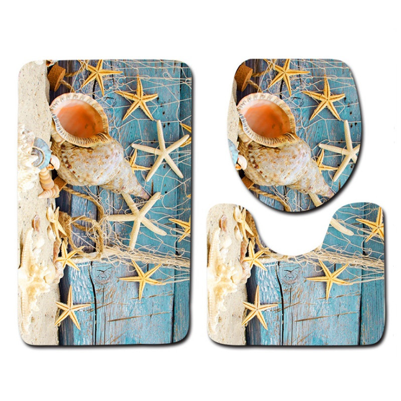 Besplatna dostava od 3 komada Shells Ocean prostirke za kupaonicu Protuklizni set kupaonskih prostirki Tapete Banheiro periva kupaonska toaletna prostirka Alfombra Bano
