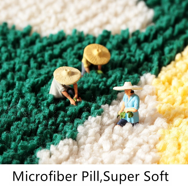 Inyahome Green Leaves Flocking vannas paklājiņš Neslīdošs, absorbējošs mikrošķiedras vannas istabas paklājs Mājas ieejas durvju paklājiņš Super mīksti vannas paklājiņi