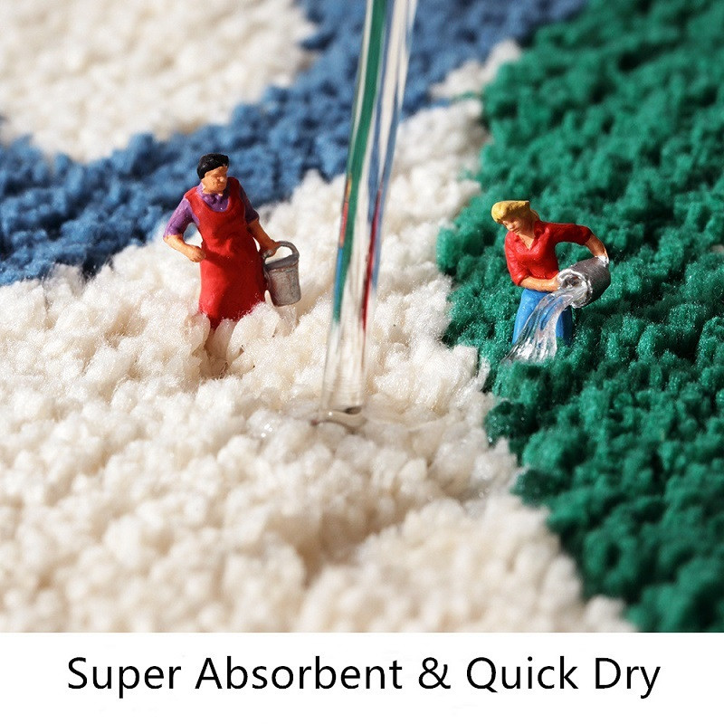 Inyahome Green Leaves Flocking vannas paklājiņš Neslīdošs, absorbējošs mikrošķiedras vannas istabas paklājs Mājas ieejas durvju paklājiņš Super mīksti vannas paklājiņi