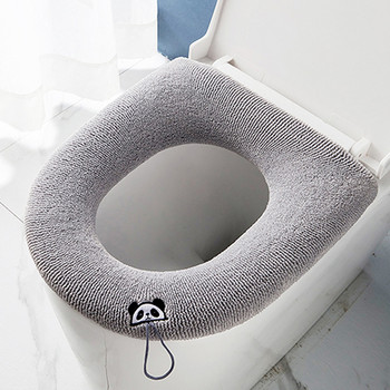 1 бр. Миещ се зимен топъл капак за тоалетна седалка Closestool Mat Аксесоари за баня Плетива Pure Color Мека O-образна подложка Капак за биде